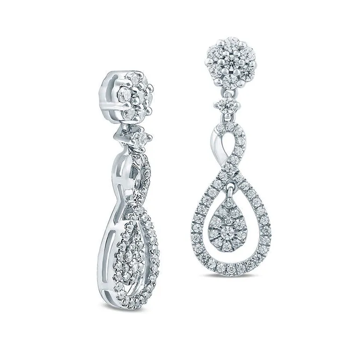 05 CT TW Composite Diamond Infinity Loop Drop Earrings in 10K White Gold Goldia Earrings