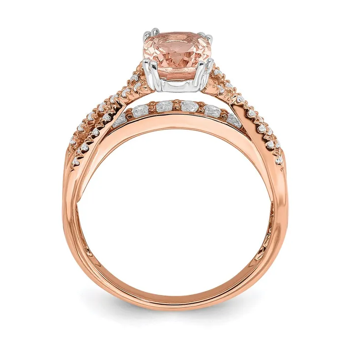 14k Rose Gold Morganite Real Diamond Engagement Ring Goldia Rings