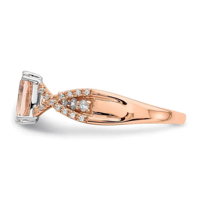 14k Rose Gold Morganite Real Diamond Engagement Ring Goldia Rings