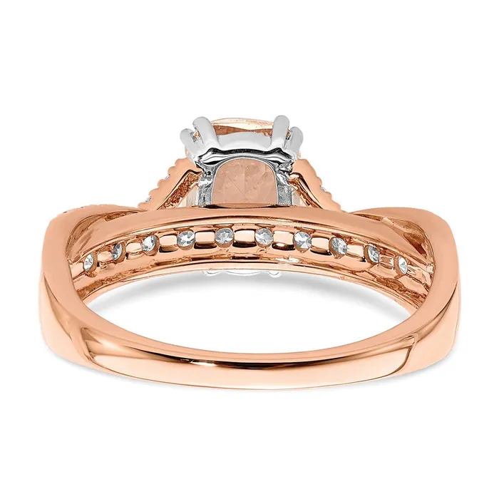 14k Rose Gold Morganite Real Diamond Engagement Ring Goldia Rings