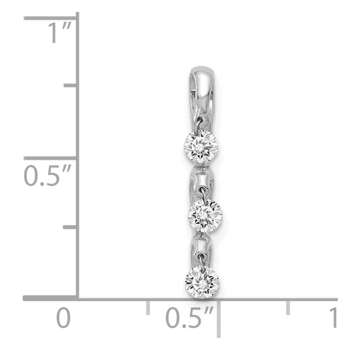 14k White Gold 13ct Real Diamond 3stone Slide Pendant Goldia Necklaces