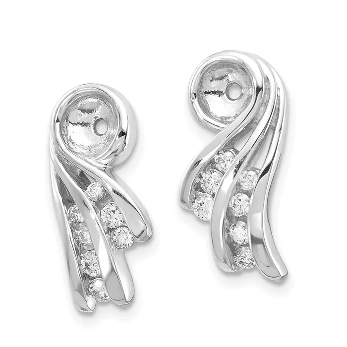 14k White Gold AA Fancy Diamond Earring Jacket goldiaca Earrings