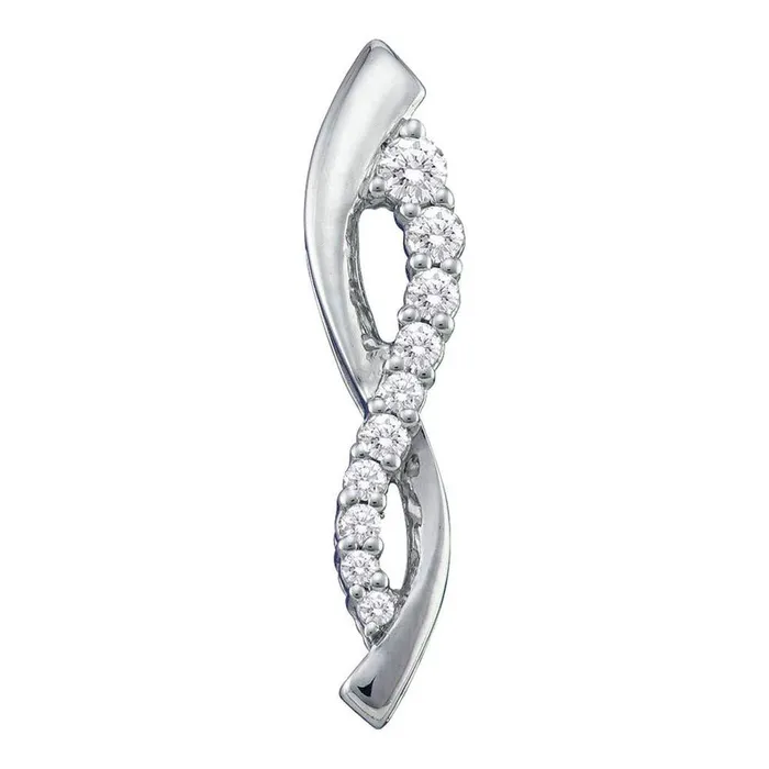 gndatlanta 14k White Gold Round Diamond Vertical Journey Infinity Pendant 14 Cttw Necklaces
