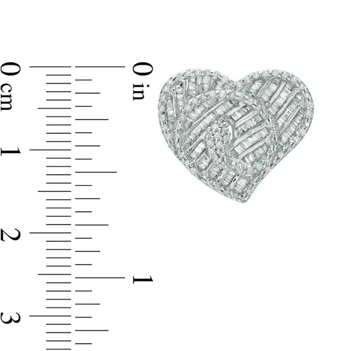 Goldia Earrings 175 CT TW Diamond Heart Swirl Stud Earrings in 10K White Gold
