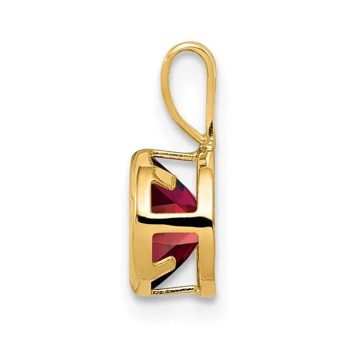Goldia PreStyled Sets 14K Yellow Gold 6mm Garnet Checker bezel pendant