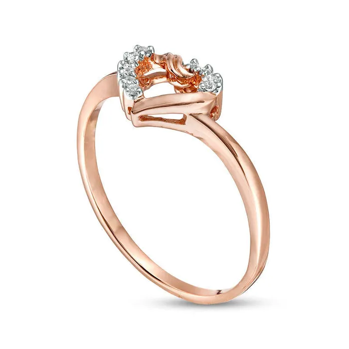 Goldia Rings 005 CT TW Natural Diamond Heart Ring in Solid 10K Rose Gold