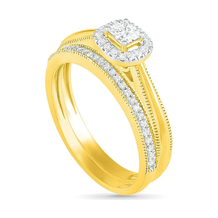 Goldia Rings 033 CT TW PrincessCut Natural Diamond Frame Antique VintageStyle Bridal Engagement Ring Set in Solid 10K Yellow Gold Goldia Rings 033 CT TW PrincessCut Natural Diamond Frame Antique VintageStyle Bridal Engagement Ring Set in Solid 10K Yellow Gold