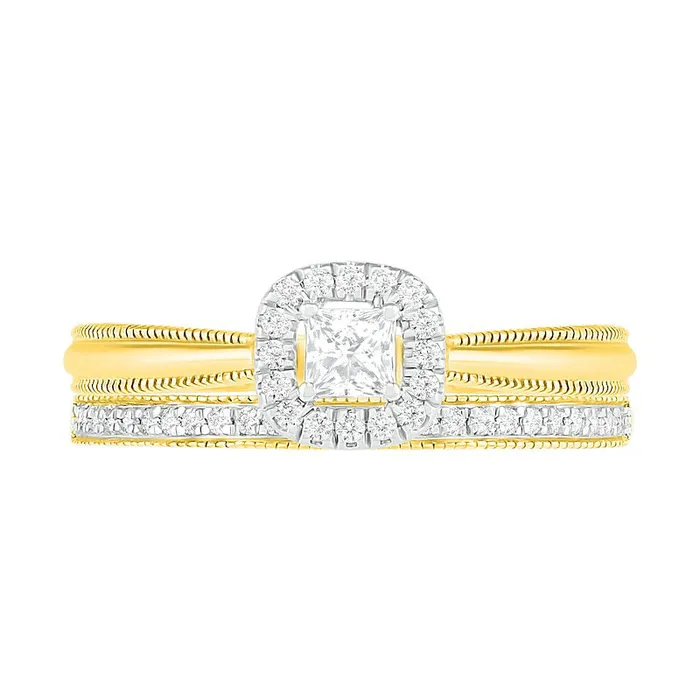 Goldia Rings 033 CT TW PrincessCut Natural Diamond Frame Antique VintageStyle Bridal Engagement Ring Set in Solid 10K Yellow Gold Goldia Rings 033 CT TW PrincessCut Natural Diamond Frame Antique VintageStyle Bridal Engagement Ring Set in Solid 10K Yellow Gold