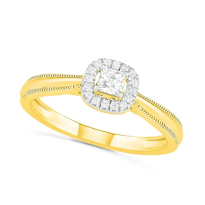 Goldia Rings 033 CT TW PrincessCut Natural Diamond Frame Antique VintageStyle Bridal Engagement Ring Set in Solid 10K Yellow Gold Goldia Rings 033 CT TW PrincessCut Natural Diamond Frame Antique VintageStyle Bridal Engagement Ring Set in Solid 10K Yellow Gold