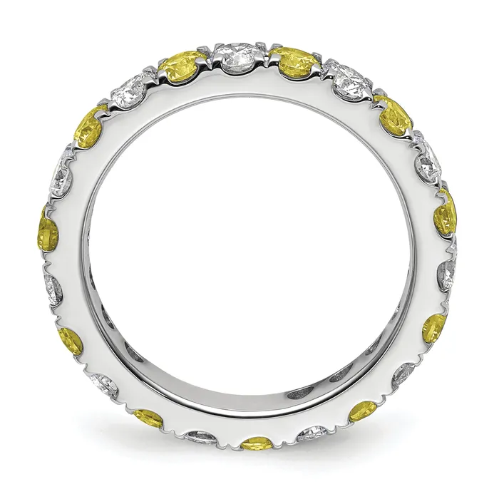 Goldia Rings 14k White Gold 1 Ct Lab Grown Diamond VSSI G and Lab Created Yellow Sapphire Eternity Band Ring