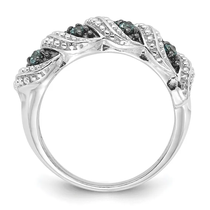 Goldia Rings Sterling Silver u0026 Black Rhodiumplated Polished Blue Topaz Ring