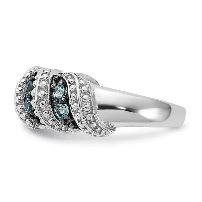 Goldia Rings Sterling Silver u0026 Black Rhodiumplated Polished Blue Topaz Ring