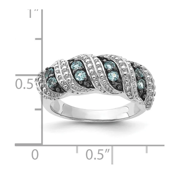 Goldia Rings Sterling Silver u0026 Black Rhodiumplated Polished Blue Topaz Ring