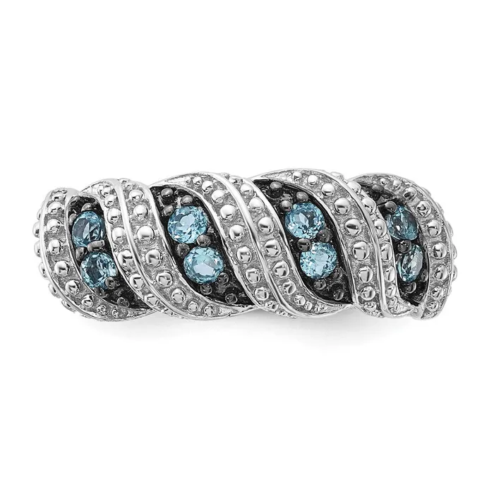 Goldia Rings Sterling Silver u0026 Black Rhodiumplated Polished Blue Topaz Ring