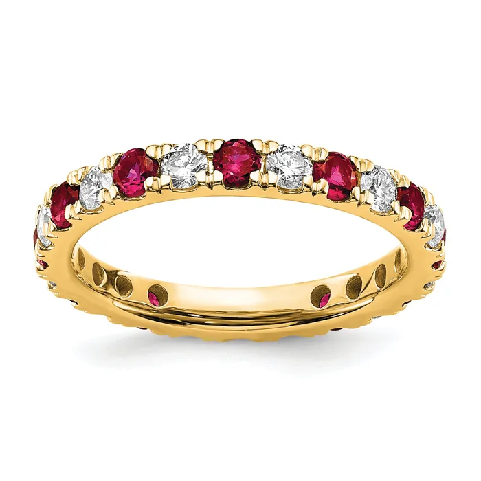 Rings Goldia 14k Yellow Gold 38 Ct Lab Grown Diamond VSSI G and Lab Created Ruby Eternity Band Ring