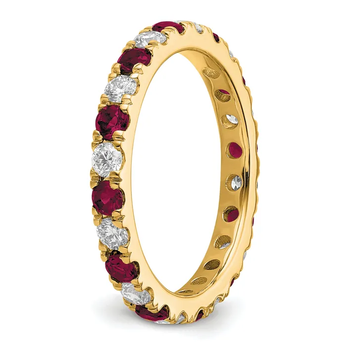Rings Goldia 14k Yellow Gold 38 Ct Lab Grown Diamond VSSI G and Lab Created Ruby Eternity Band Ring