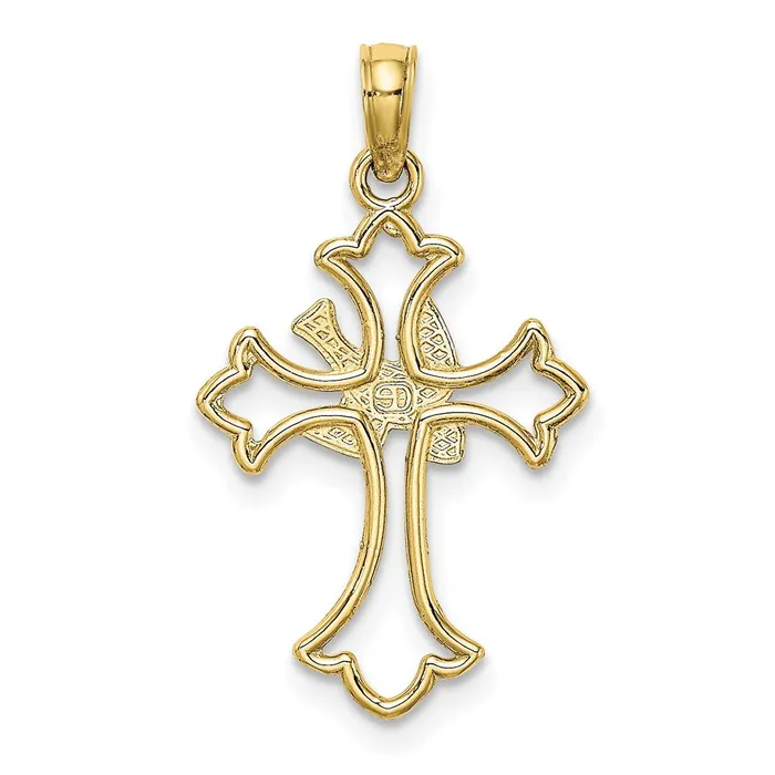 10K CutOut Dove Center Cross Charm TreasureFineJewelers Charm Necklaces