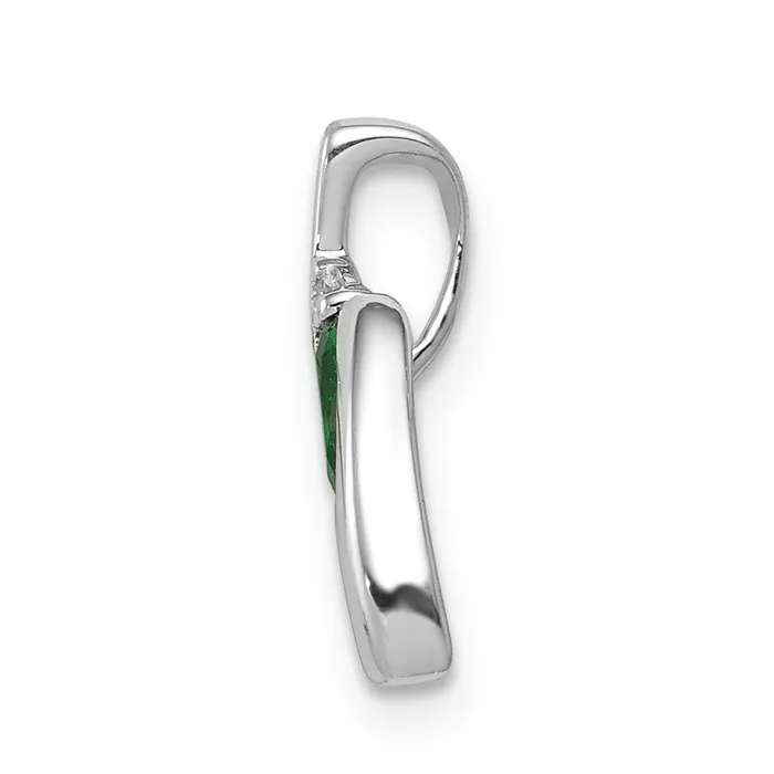 Necklaces TreasureFineJewelers 14k White Gold Fancy Diamond and Emerald Pendant