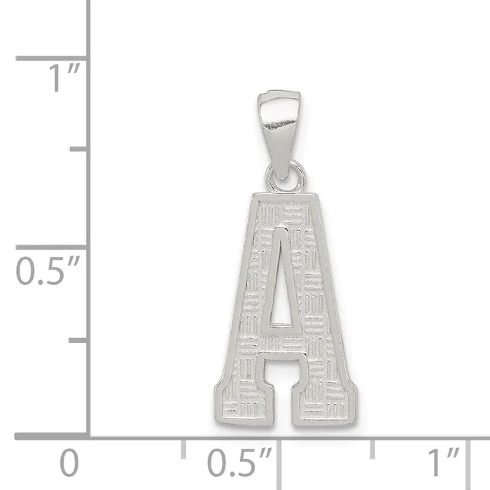 Necklaces TreasureFineJewelers Sterling Silver Rhodiumplated Letter A Initial Pendant