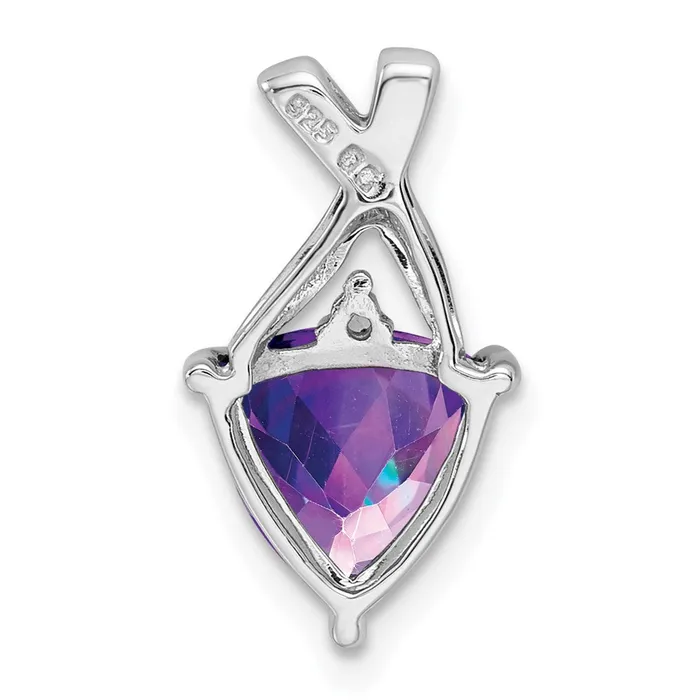 Sterling Silver Rhodium Plated Amethyst and White Topaz Pendant TreasureFineJewelers Necklaces