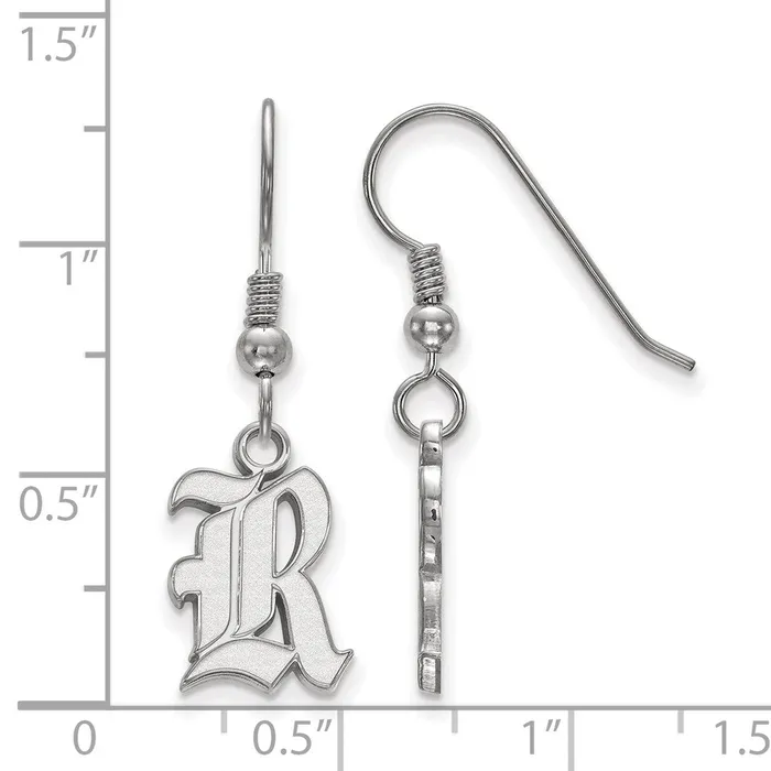 Sterling Silver Rhodiumplated Rice University Letter R Small Dangle Wire Earrings TreasureFineJewelers Earrings