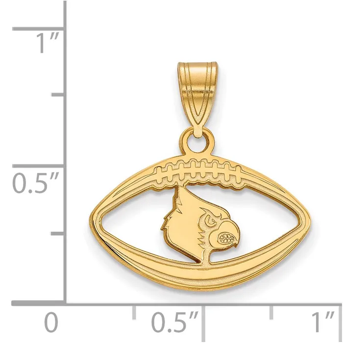 TreasureFineJewelers Necklaces Sterling Silver Goldplated University of Louisville Cardinal Football Pendant
