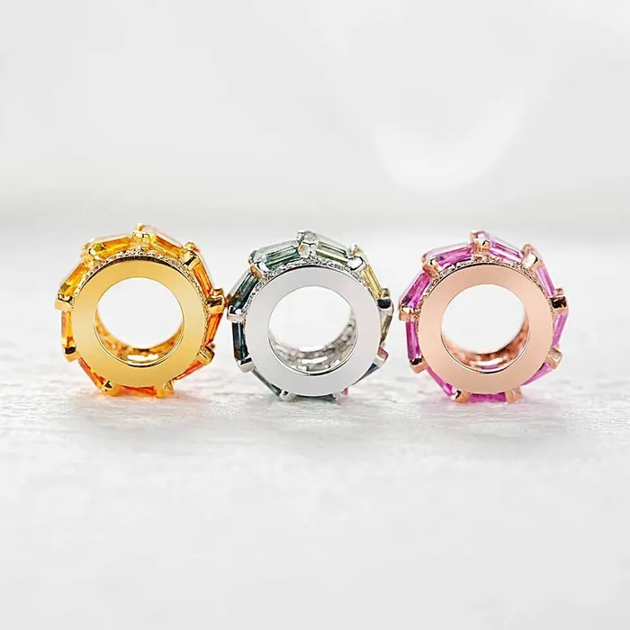Trendolla Jewelry Bracelets 14k Gold Wheel Tricolor Sapphire Bracelet