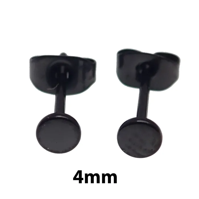Body Clickers Earrings Thin PVD Black Titanium Disc Earring Pair