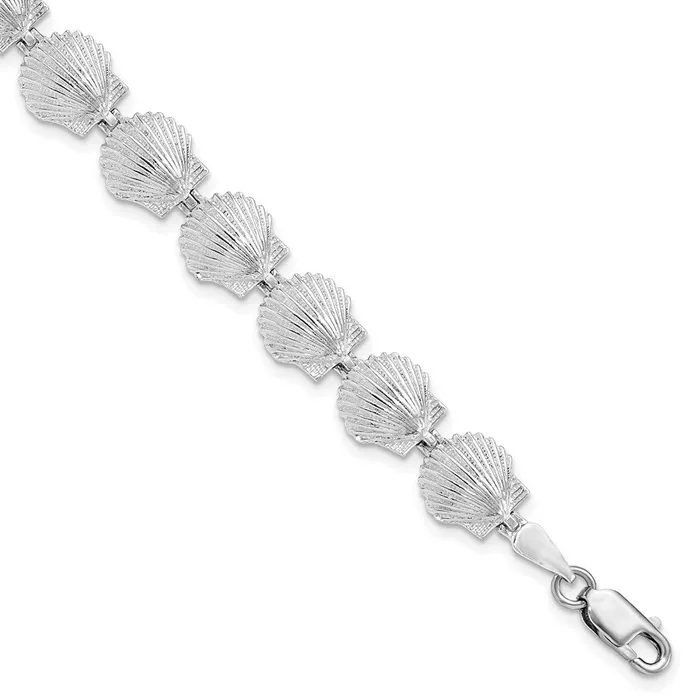 Bracelets Sterling Silver Polished Scallop Shell BraceletWBCQH558675 WB Choice Jewelry