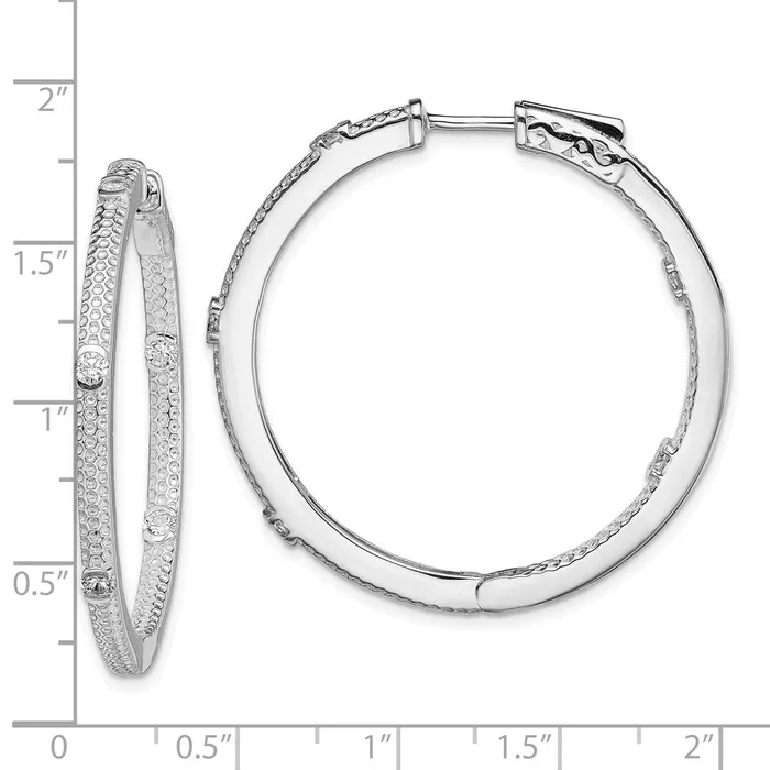 Earrings Sterling Silver Rhodplated CZ InOut Round Hinged Hoop EarringsWBCQE13716 WB Choice Jewelry Earrings Sterling Silver Rhodplated CZ InOut Round Hinged Hoop EarringsWBCQE13716 WB Choice Jewelry