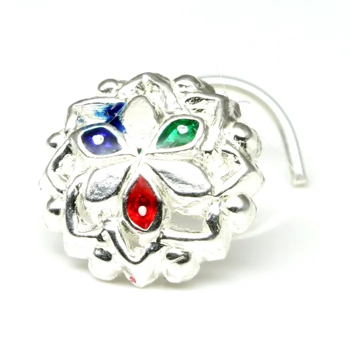 Rings Karizma Jewels Indian 925 Sterling Silver Nose Stud corkscrew piercing nose ring L Bend 22g