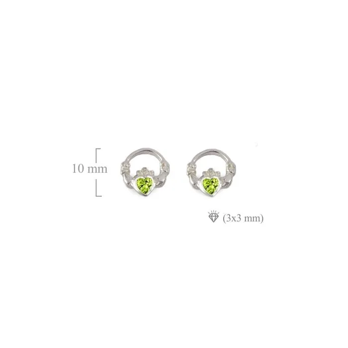 Claddagh stud earrings Peridot August Birthstone Killarney Celtic Jewelry Earrings
