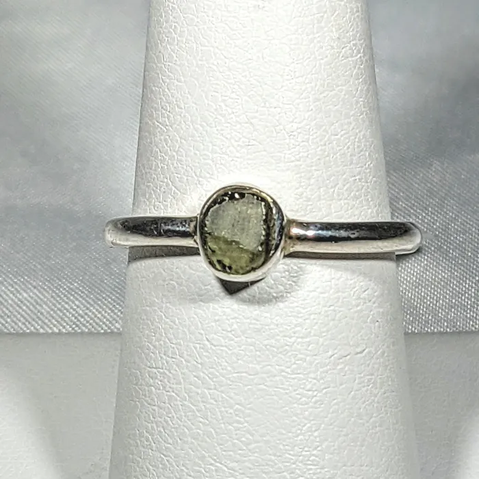 Genuine Moldavite Rough Stone Sterling Silver Ring J804 Bliss Crystals Rings