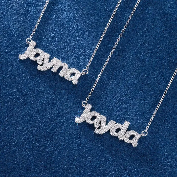 icezeusshop Custom Moissanite Sans Serif Letter Necklace Necklaces