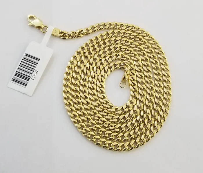 Gold and Diamond 10k Last Supper Charm with Real Gold 4mm Miami Cuban Chain 24 inch Set Charm Necklaces