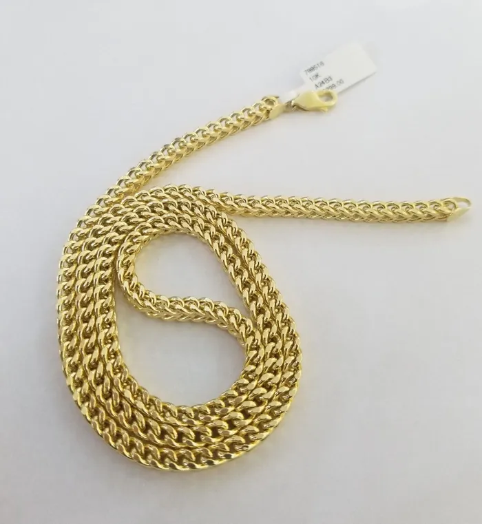 Gold and Diamond Necklaces 10k Gold Franco chain 10kt Cross Charm Pendant And Necklace 26 45mm SET REAL