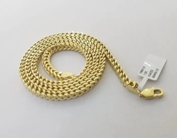 Gold and Diamond Necklaces 10k Gold Franco chain 10kt Cross Charm Pendant And Necklace 26 45mm SET REAL