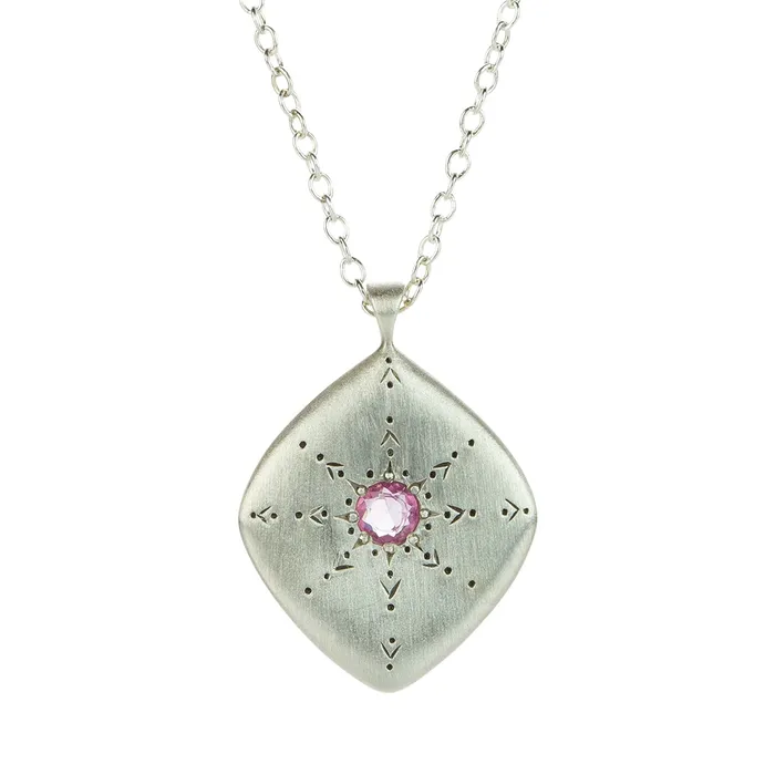 Necklaces Adel Chefridi Star Gaze Rose Cut Pink Sapphire Necklace