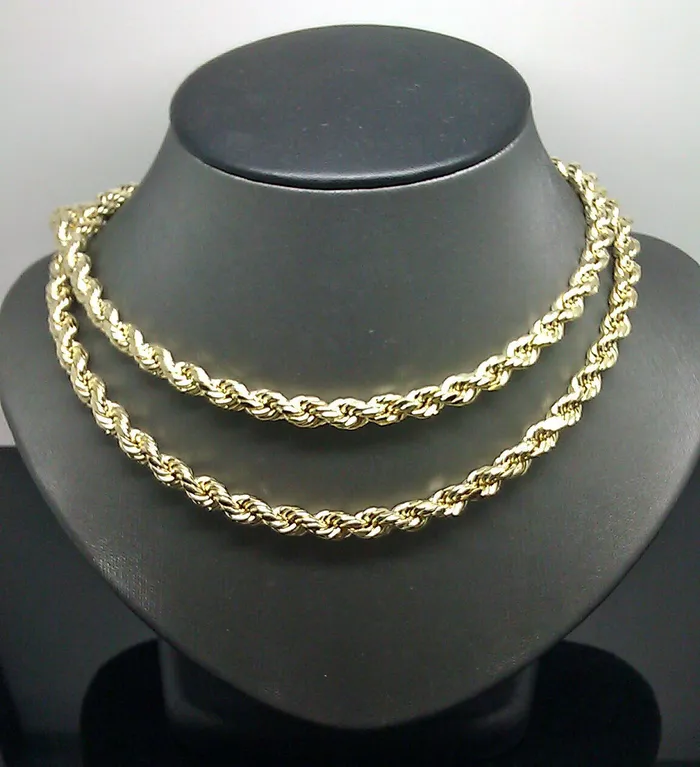 PreStyled Sets 10k Yellow Gold Rope Chain 5mm 1826 Inch Real Gold 10kt All Sizes Gold and Diamond
