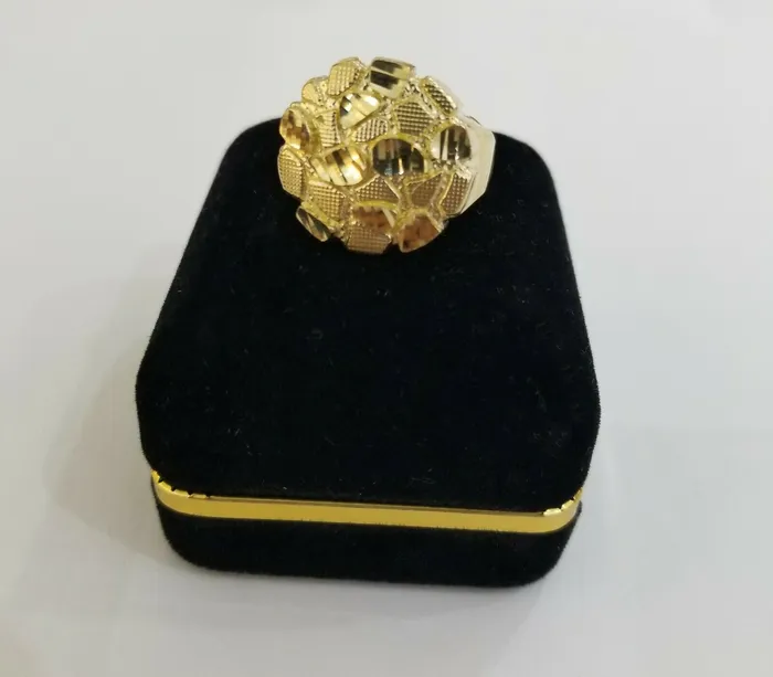 Rings Globalwactches10 10k yellow Gold Nugget men Ring Sizable casual real gold round ring 10kt