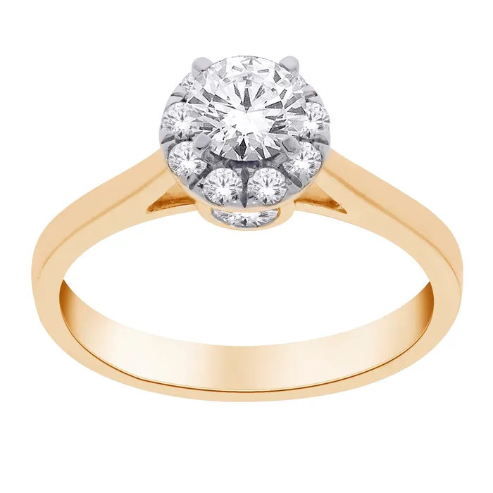 Rings Independent Jewellers 14kt Yellow Gold Round Halo Diamond Engagement Ring