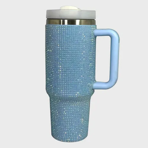 Trendsi Bracelets Rhinestone Stainless Steel Tumbler with Straw