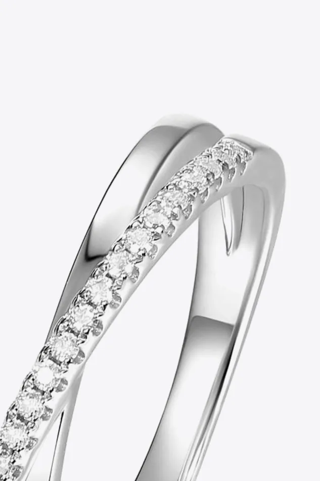 Trendsi Rings Moissanite Crisscross 925 Sterling Silver Ring