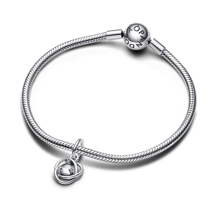 Charm Necklaces Pandora April Clear Eternity Circle Dangle Charm