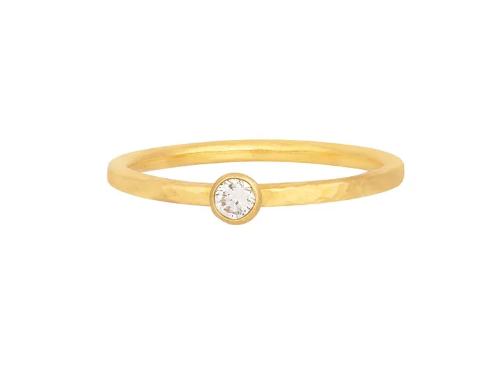 GG GOLD OOAK Rings GURHAN Prism Gold Diamond Stacking Ring 3mm Round