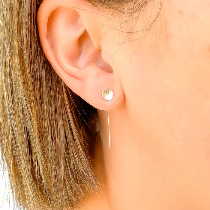 Hoops By Hand Earrings Cup Disc Threader Earrings Sterling Silver