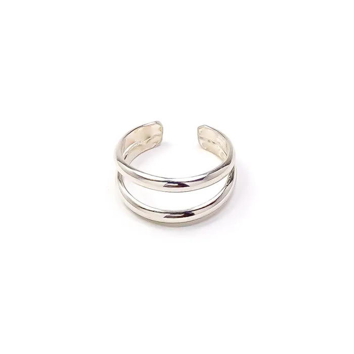 Hoops By Hand Earrings Two Band Silver Ear Cuff