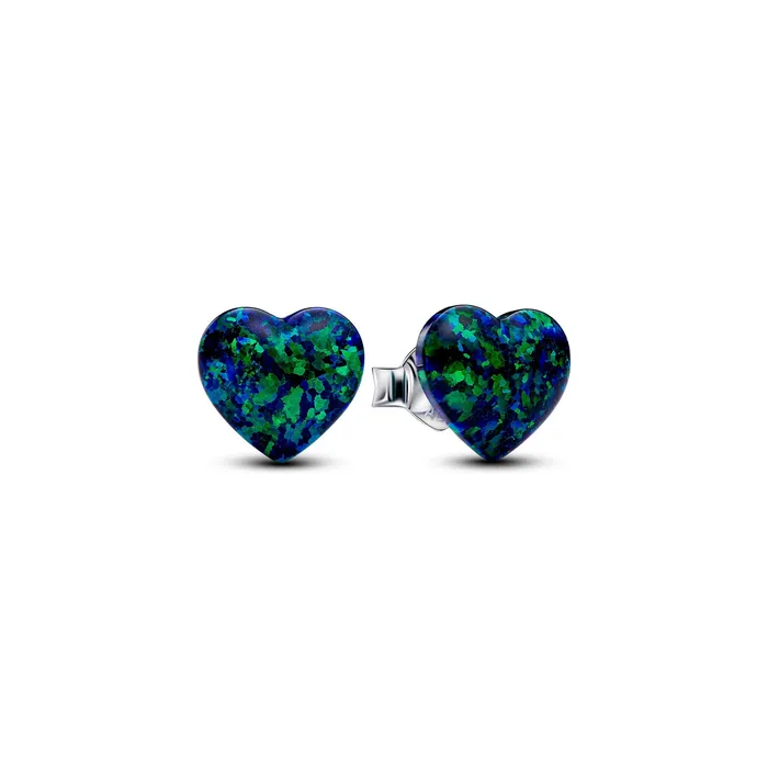 Pandora Earrings Pandora Opalescent Green Heart Stud Earrings