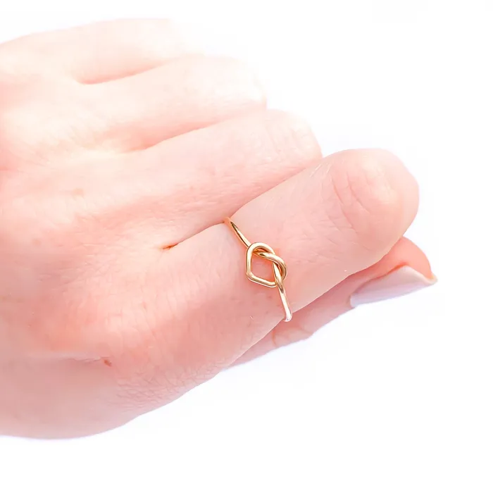 Rings Heart Knot Ring 14K Gold Filled Hoops By Hand
