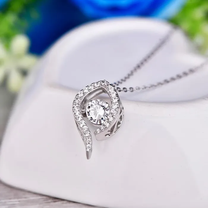 Silver Pendant Necklace for Women Dancing Natural Topaz with Silver Chain sparklingselections Necklaces